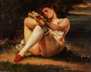 Woman With White Stockings, Ca Barnes Foundati — Gustave Courbet