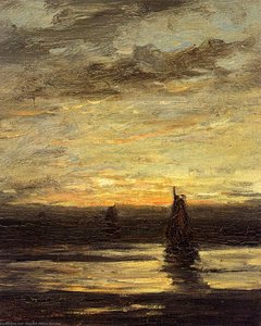 Fishing Boats At Dusk — Hendrik Viljem Mesdag