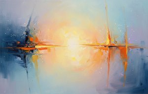 Radiant Horizon: A Singular Symphony Of Luminous Ochre And Deep Indigo Light — Christian Noiret