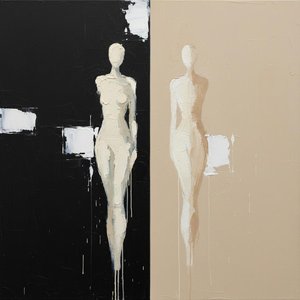 Dual Echoes of Silence: A Monochromatic Study in Shadow and Bone