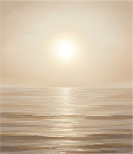 Ethereal Radiance: A Meditative Horizon Of Luminous Sepia And Golden Light — Laurent Roche