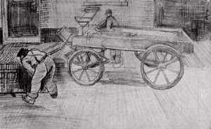 Two Men With A Four-wheeled Wagon