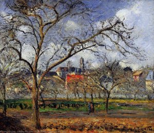 On Orchard In Pontoise In Winter — Camille Pissarro
