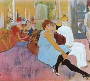 In The Salon In The Rue Des Moulins (9), Acrylic On Canvas, Post-impressionist Painting