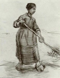Peasant Woman, Pitching Wheat Or Hay — Vincent Willem Van Gogh, Post-impressionism