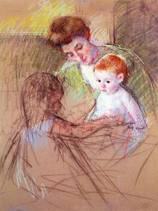 La Mère Et La Fille Regardant Le Bébé — Mary Stevenson Cassatt