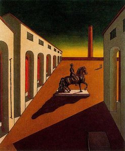 Piazza Italiana Con Statua Equestre — Giorgio De Chirico