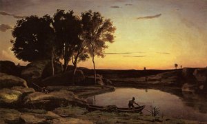 Evening Landscape (also Known As The Ferryman, Evening) — Jean-baptiste-camille Corot