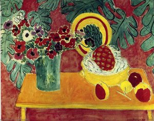 Pineapple And Anemones, Oil On Canvas, Fauvist Expressionism