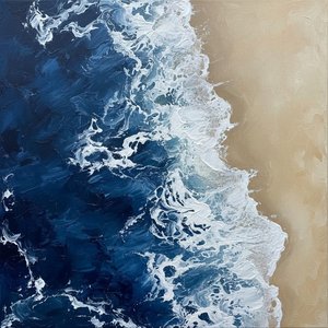 Ephemeral Surge Of Indigo Tides Amidst The Silent Sculpted Sands — Laurent Roche