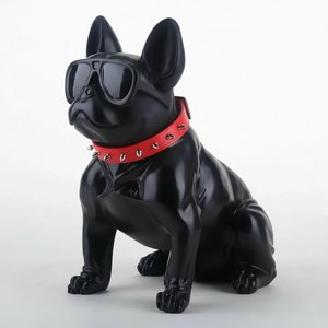 Hand-Painted French Bulldog Sculpture with Sunglasses