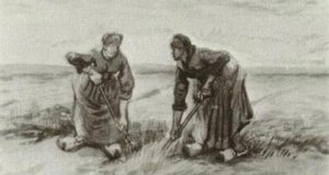 Two Women Talking To Each Other While Digging — Vincent Willem Van Gogh, Post-impressionist Expression