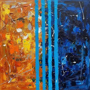 Radiant Ochre Splendor Amidst The Nocturnal Shadows Of A Singular Abstract Vision — Christian Noiret