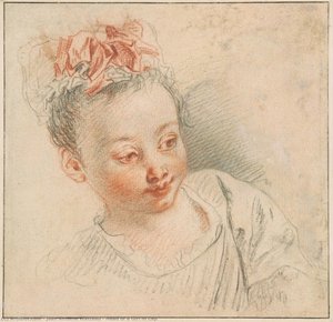 Head Of A Girl In Cap — Jean-antoine Watteau