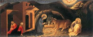 Adoration Of The Magi Altarpiece, Left Hand Predella Panel Depicting The Nativity — Gentile Da Fabriano