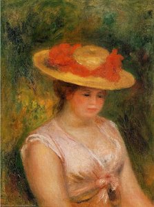 Young Woman In A Straw Hat — أوجين رينوار, Impressionist Movement