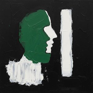 Monolithic Silhouette in Forest Green and Sculpted White Impasto, A Unique Masterpiece