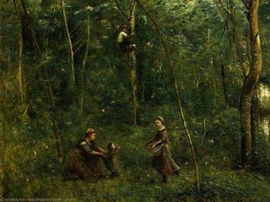 The Eel Gatherers (detail 1) - — Jean-baptiste-camille Corot, Romantic Landscape Painting