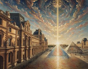 The Celestial Descent: An Eternal Radiance Upon The Louvre — Jacques Villedieu