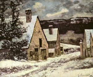 Village Street In Winter — Gustave Courbet