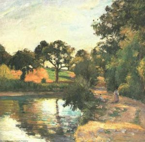 Bridge At Montfoucault, Oil On Canvas, Impressionist Landscape