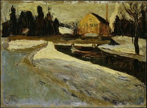 Schwabing, Wintersonne (schwabing, Winter Sun), Oil On Board, Abstract Expressionism