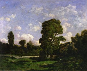 Landscape, Ruins Of The Castle Of Penhoã«t — Henri-joseph Harpignies