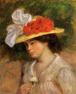 Woman In A Flowered Hat — Pierre-auguste Renoir
