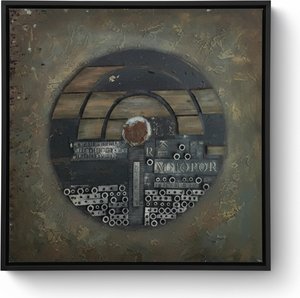 Abstract 3D Wall Art in Dark Tones with 'COLOR' Accent