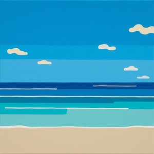 Serene Stratifications Of Cerulean Tide And Minimalist Coastal Horizon — Marion Delorme