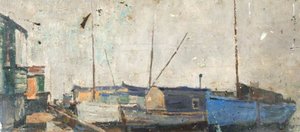 Houseboats At Milton, No.9 — Edward Robert King, Impressionism