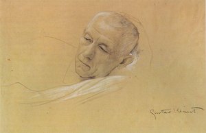 Klínovi Hlavě Ležícího Muže, Který Se Opírá O Sebe — Gustav Klimt