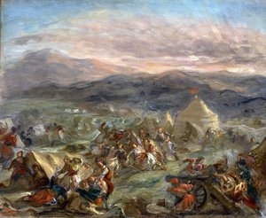 Botzaris Sorprende L'accampamento Turco E Cade Mortalmente Ferito — Eugène Delacroix