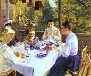At A Tea Table — Konstantin Alexeievich Korovin, Impressionism