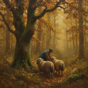 The Shepherd’s Golden Solitude: An Autumnal Tonalist Study — Lucie Rolland