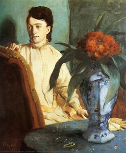 Woman With A Vase Of Flowers (also Known As Estelle Musson De Gas) — Hilaire-germain-edgar Degas, Impressionism