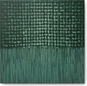 Ethereal Descent Of Sage Cells In A Meditative Forest Green Monolith — Laurent Vionnet