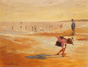 On The Beach — Marguerite Rousseau, Impressionism