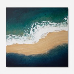 Ethereal Tides Of Ochre And Teal: A Meditative Aerial Coastal Masterpiece — Laurent Vionnet