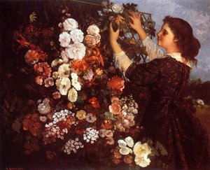 The Trellis (also Known As Young Woman Arranging Flowers) — Gustave Courbet, Contemporary Realism