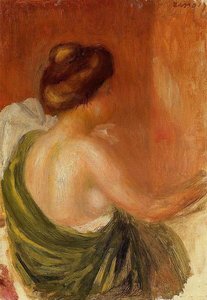 Seated Woman In A Green Robe — Pierre-auguste Renoir, Impressionism