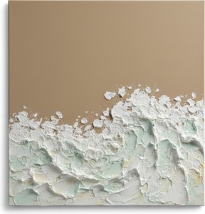 Horizon Éthéré : Une Étude Sculpturale De L'écume Des Vagues Et Des Sables Taupe Silencieux