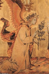 The Annunciation And Two Saints (detail) — Simone Martini