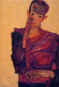Self Portrait With Hand To Cheek — Egon Schiele