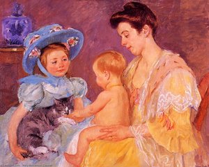 Children Playing With A Cat — Mary Stevenson Cassatt