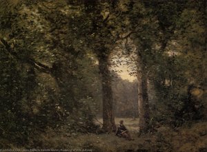 Souvenir Of Ville D'avray, Acrylic On Canvas, Romantic Landscape Painting