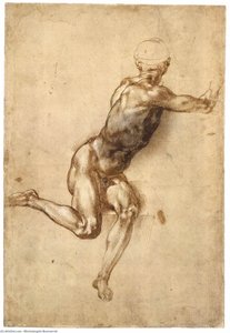 Zittende Male Nude (recto) — Michelangelo Buonarroti