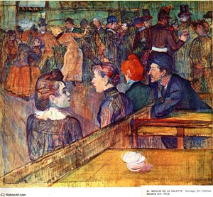 At The Moulin De La Galette Dance, Acrylic On Canvas, Post-impressionist Scene