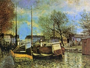 Barges On The Saint Martin Canal — Alfred Sisley, Impressionism