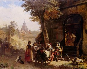 People In Front Of Inn — Jacob Maris